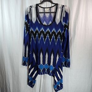 Eci womens long-sleeved top RN101276 size Large In Blue